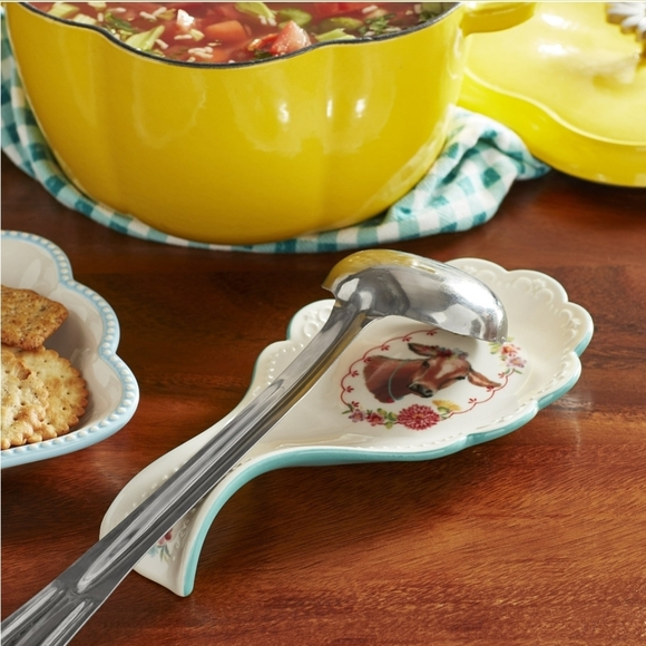 The Pioneer Woman Cow Decal Stoneware Spoon Rest. - Picture 2 of 5